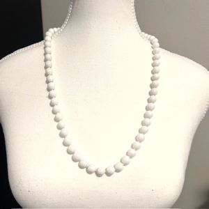 Hong Kong White Beaded Long 26 Inch Necklace